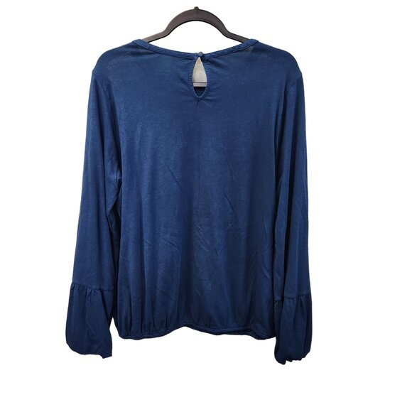 Soft Surroundings Women's L Teal Blue Long Sleeve Elastic Waist Pullover Knit To - Picture 2 of 10